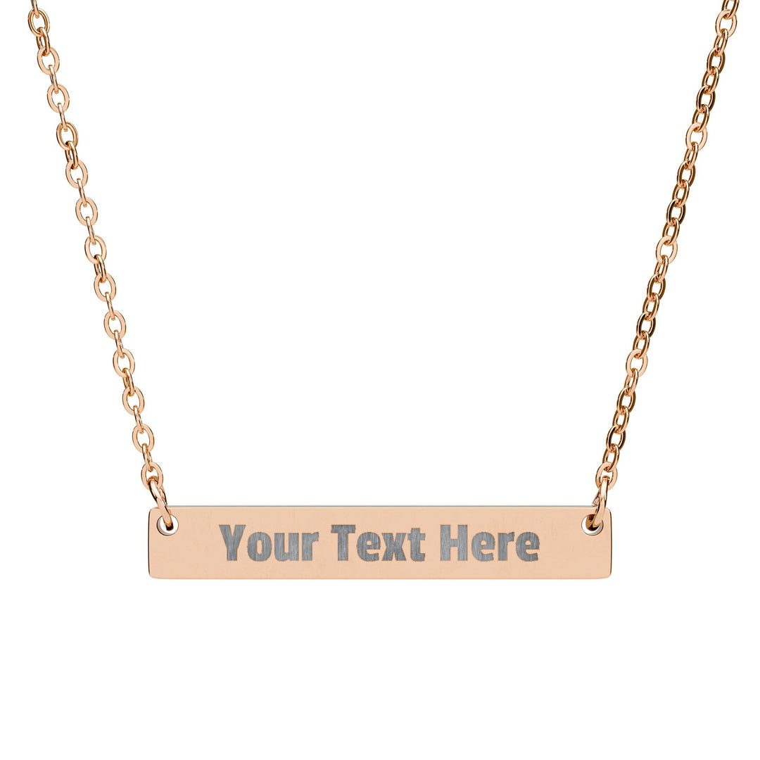 Engraved horizontal bar necklace from Printify, minimalist jewelry accessory with a sleek metallic finish.