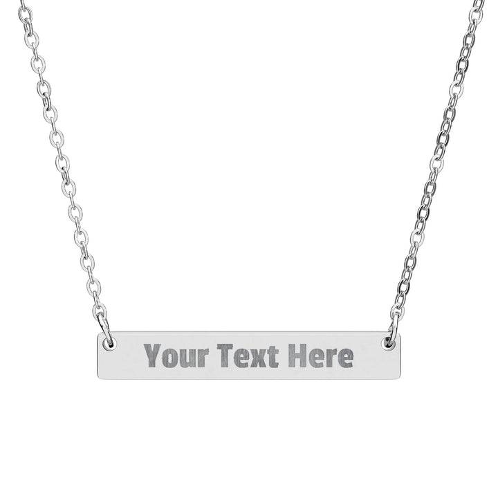 Engraved horizontal bar necklace by Printify, stylish accessory with personalized engraved details on a sleek horizontal bar.