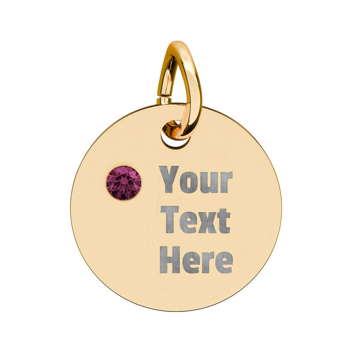 Engraved birthstone circle charm accessory by Printify, featuring a personalized design with colorful birthstones.