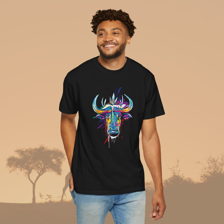 Vibrant Ox Splash Art Unisex Garment-Dyed T-Shirt