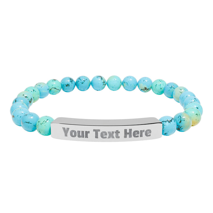 Engraved natural stone stretch bar bracelet by Printify, showcasing unique stones and a stylish, adjustable design.