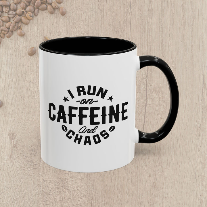 I Run on Caffeine and Chaos Accent Coffee Mug