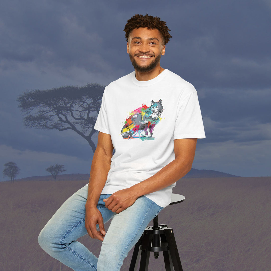 Color Splash Wolf Art Unisex Garment-Dyed T-Shirt