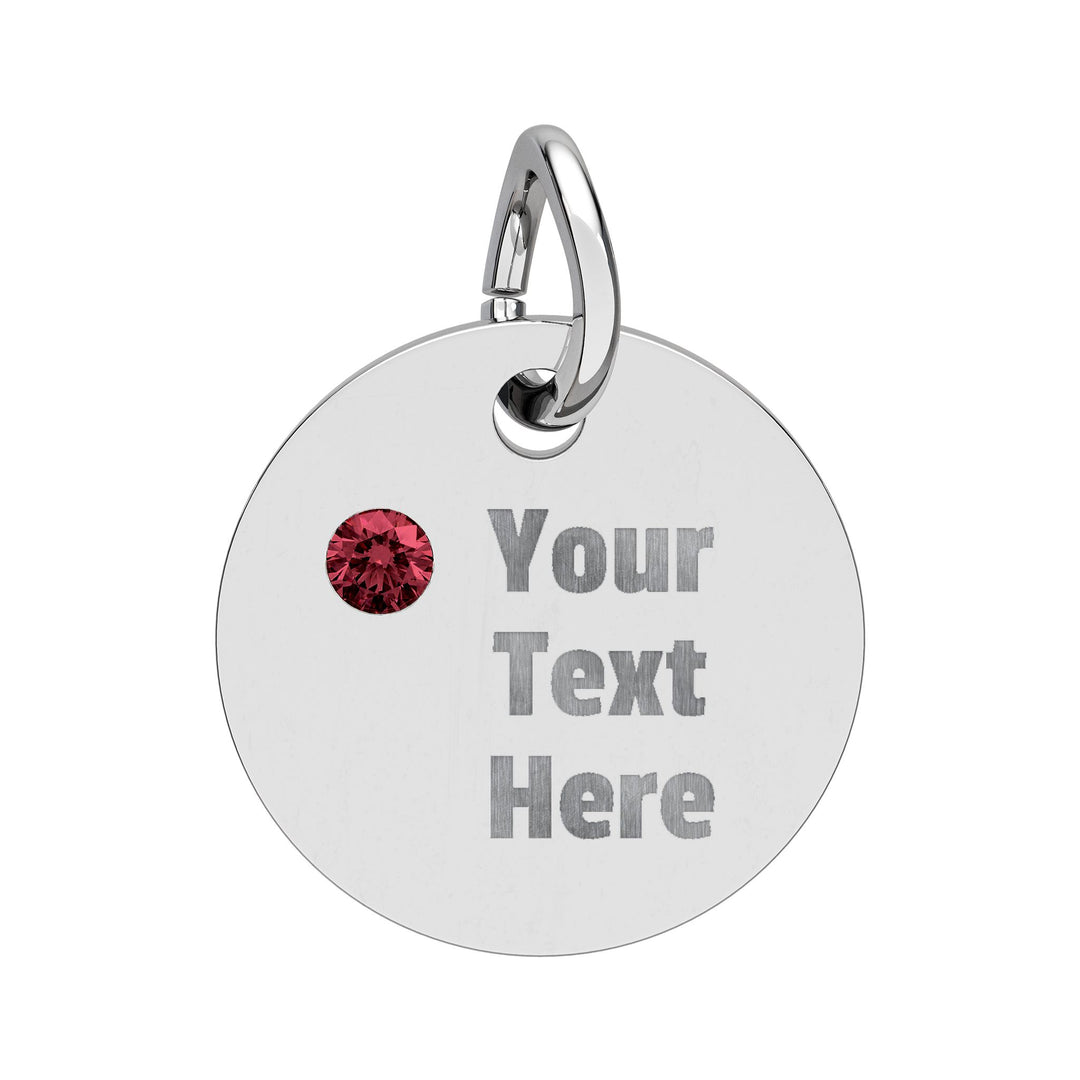 Engraved Birthstone Circle Charm by Printify, featuring a personalized design with a colorful birthstone accent.
