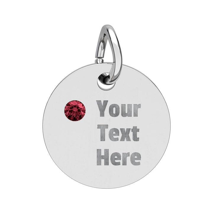 Engraved Birthstone Circle Charm by Printify, featuring a personalized design with a colorful birthstone accent.