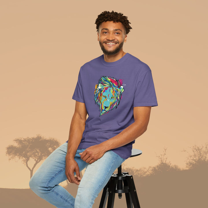 Multicolor Lion Head Art Unisex Garment-Dyed T-Shirt