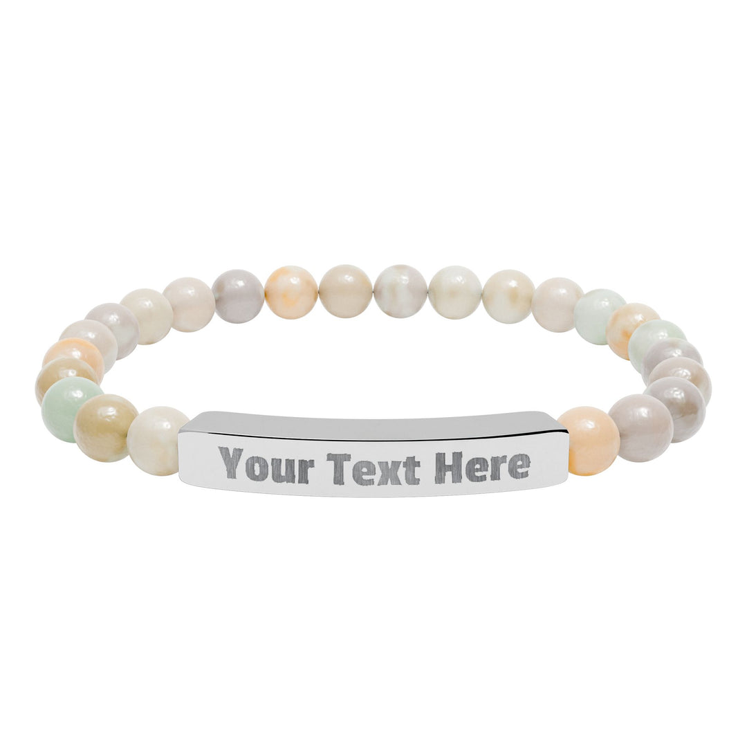 Engraved natural stone stretch bar bracelet by Printify, featuring smooth stones and a minimalist design.