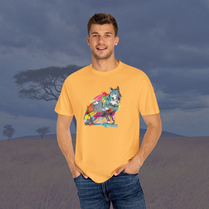 Color Splash Wolf Art Unisex Garment-Dyed T-Shirt