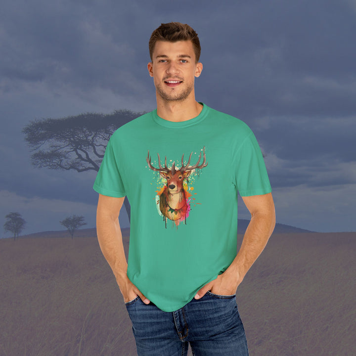 Majestic Elk Art Unisex Garment-Dyed T-Shirt