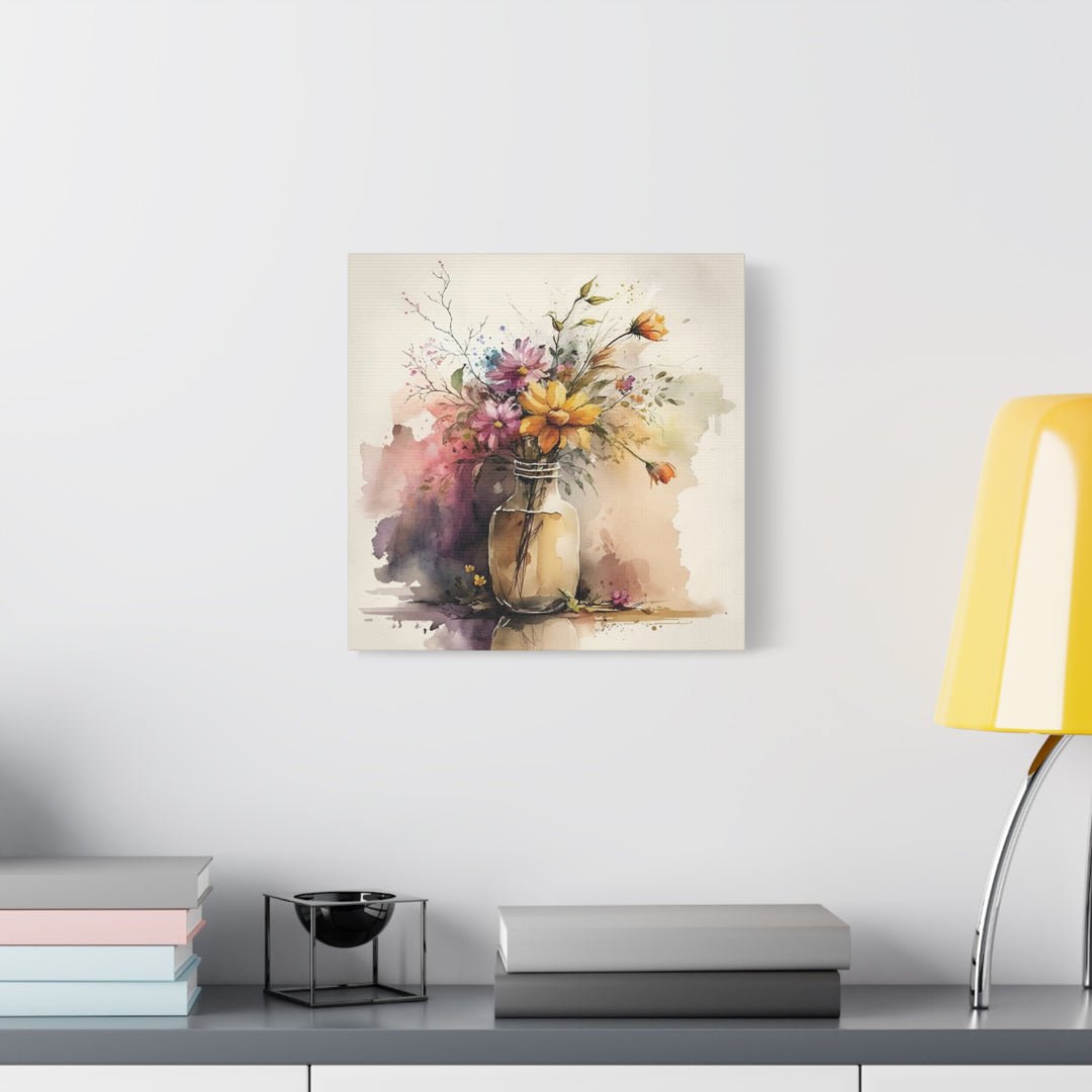Watercolor Flower Vase Canvas Wall Art - Swag Stash