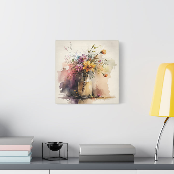 Watercolor Flower Vase Canvas Wall Art - Swag Stash