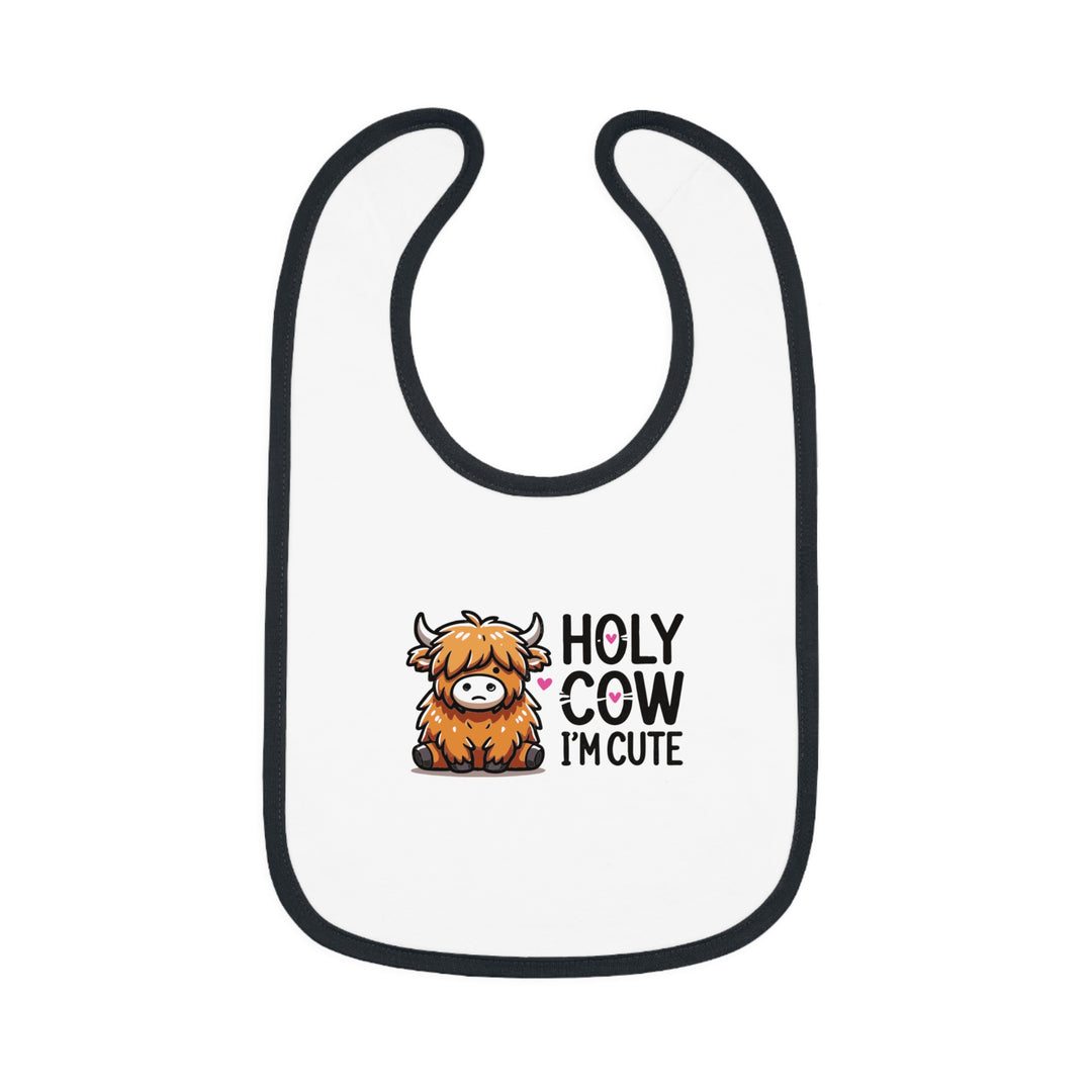 Holy Cow I'm Cute Baby Bib with Contrast Trim