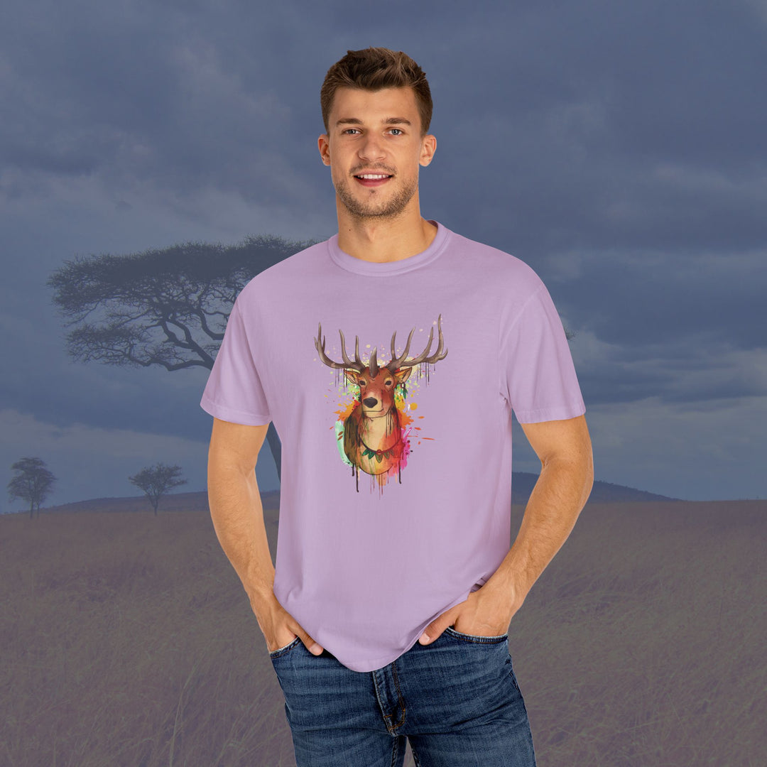 Majestic Elk Art Unisex Garment-Dyed T-Shirt