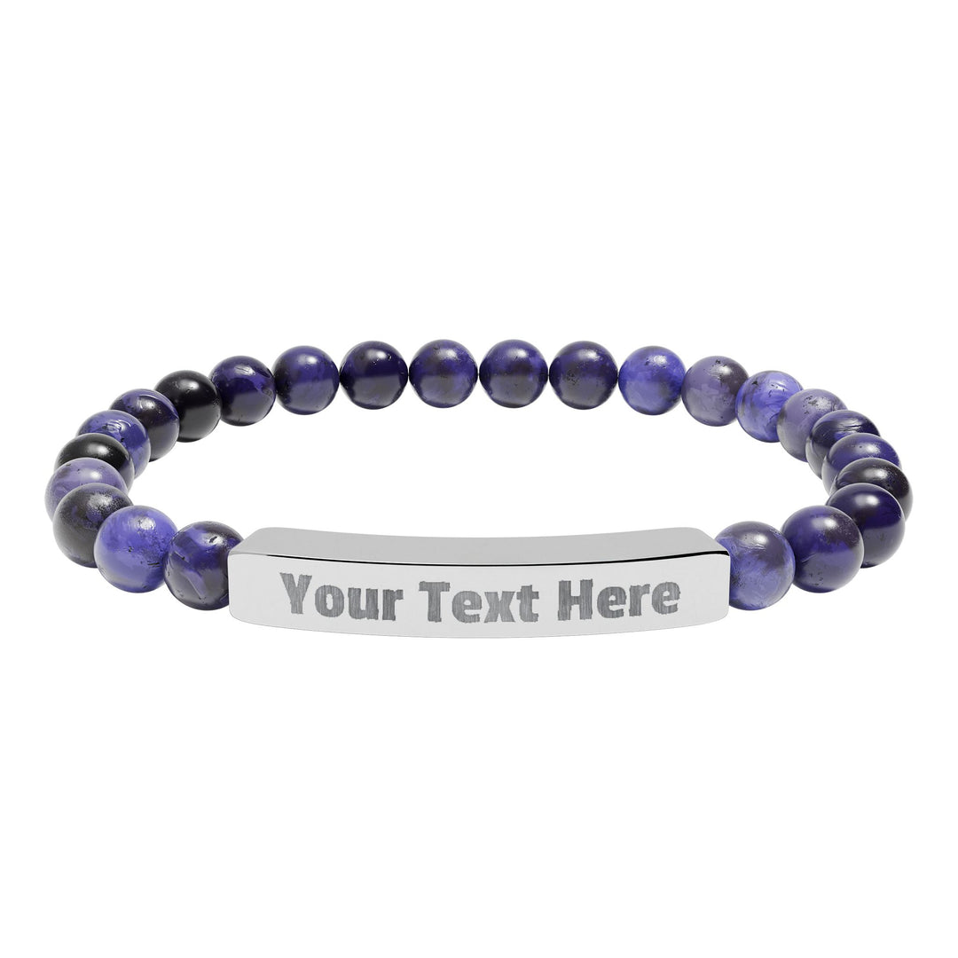 Engraved natural stone stretch bar bracelet by Printify, showcasing unique stones and a stylish design on a neutral background.