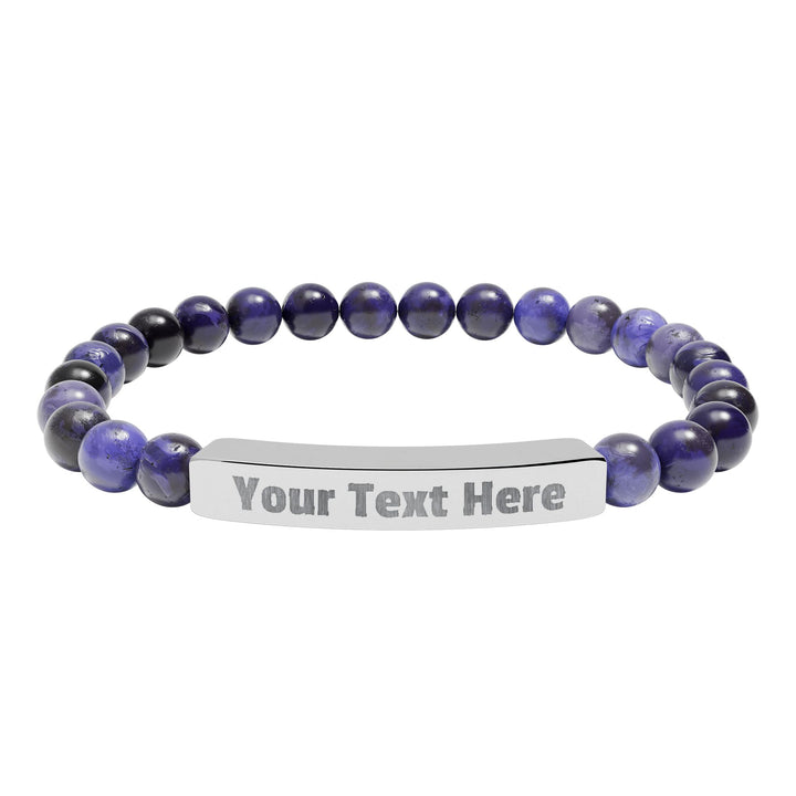 Engraved natural stone stretch bar bracelet by Printify, showcasing unique stones and a stylish design on a neutral background.