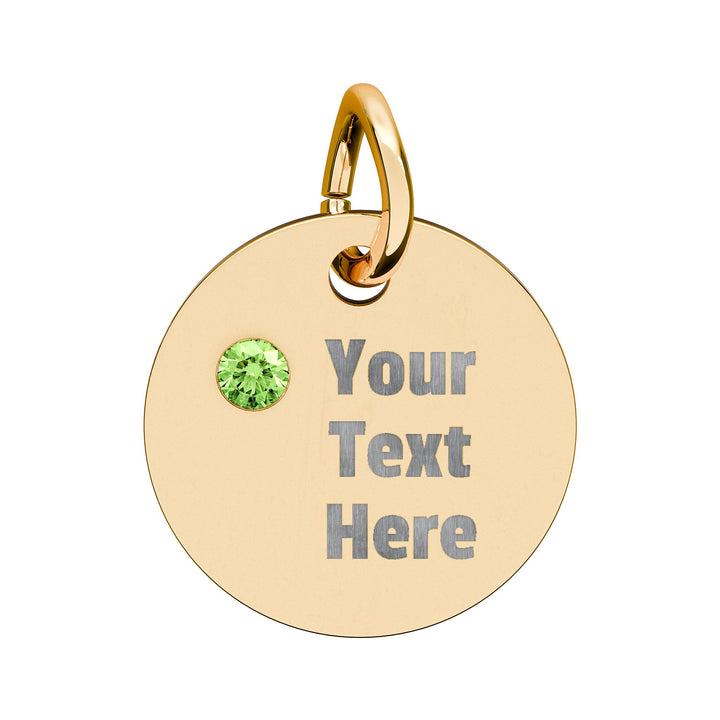 Engraved birthstone circle charm by Printify featuring a personalized design with colorful gemstones and a sleek finish.