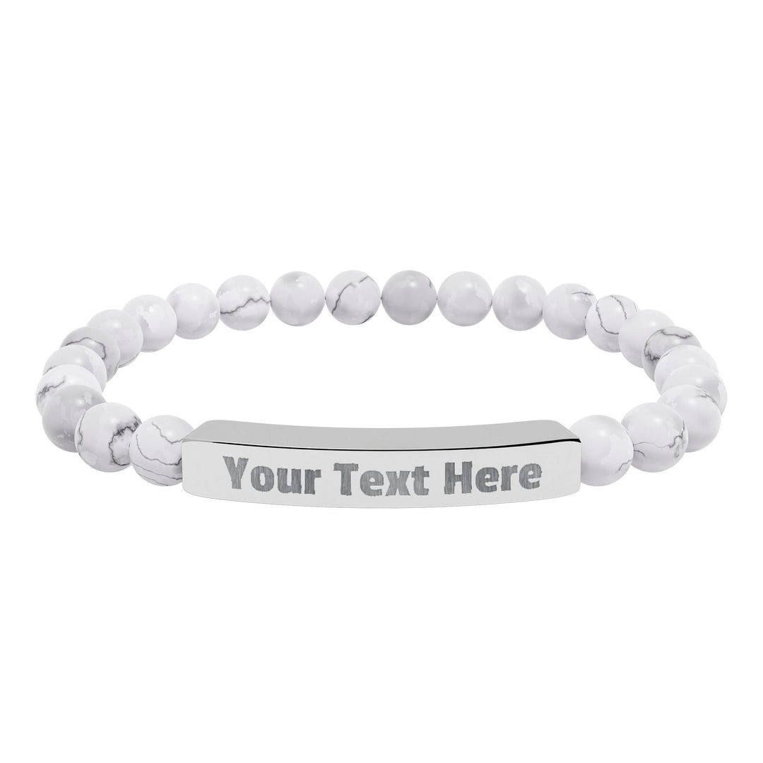 Engraved natural stone stretch bar bracelet by Printify, showcasing unique stones and a sleek design on a neutral background.