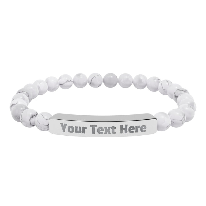 Engraved natural stone stretch bar bracelet by Printify, showcasing unique stones and a sleek design on a neutral background.