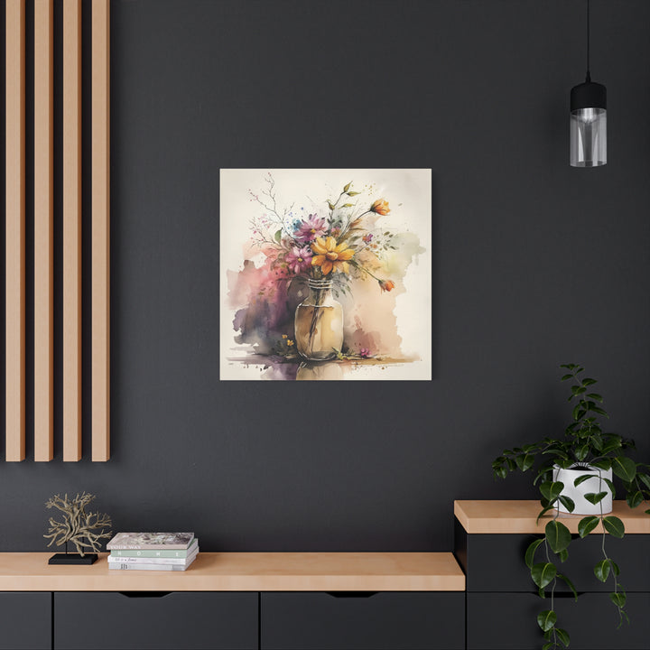 Watercolor Flower Vase Canvas Wall Art - Swag Stash