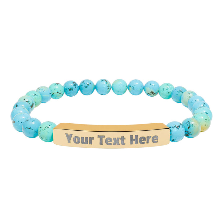 Engraved natural stone stretch bar bracelet by Printify, featuring a unique design and earthy tones.