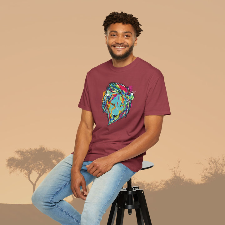 Multicolor Lion Head Art Unisex Garment-Dyed T-Shirt