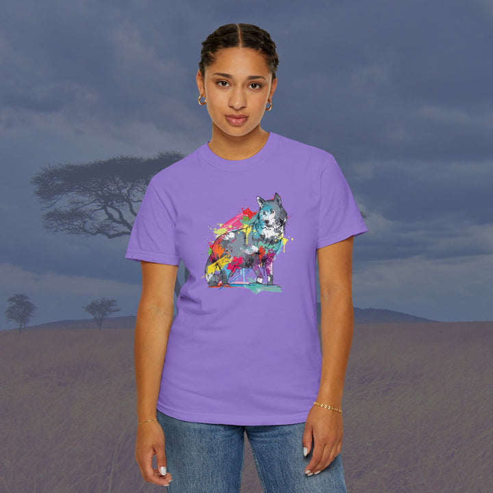 Color Splash Wolf Art Unisex Garment-Dyed T-Shirt