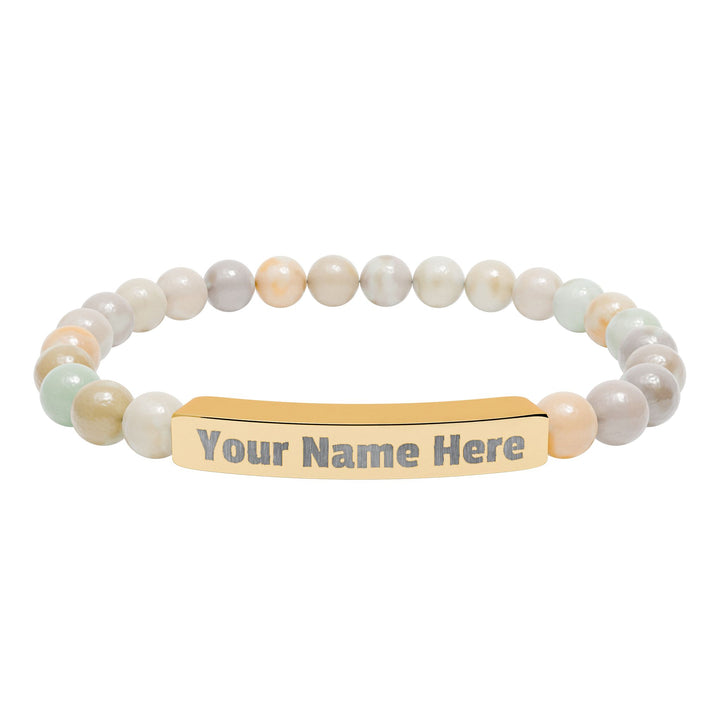 Engraved Natural Stone Stretch Bar Bracelet - Swag Stash