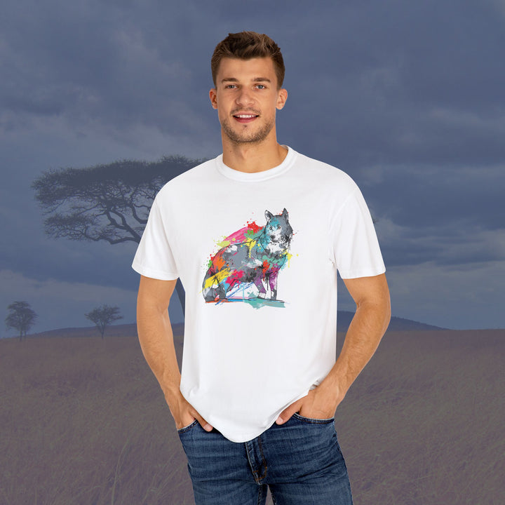 Color Splash Wolf Art Unisex Garment-Dyed T-Shirt