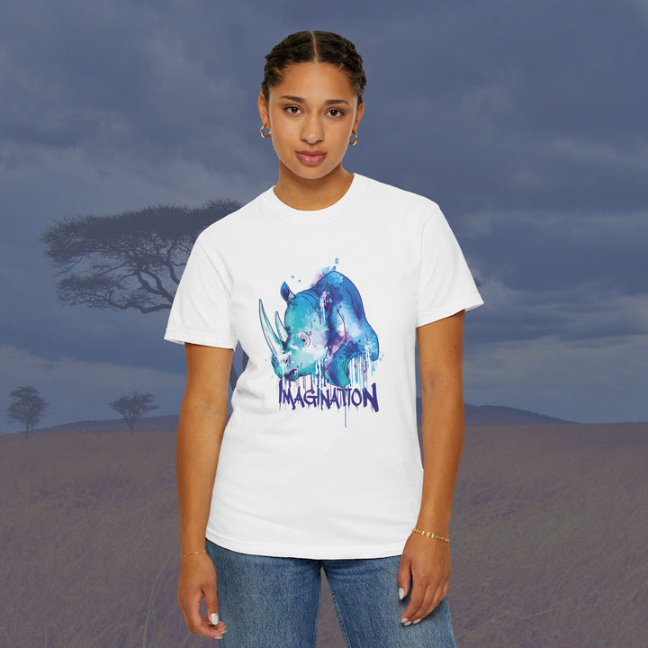 Vibrant Rhino Imagination Unisex Garment-Dyed T-Shirt