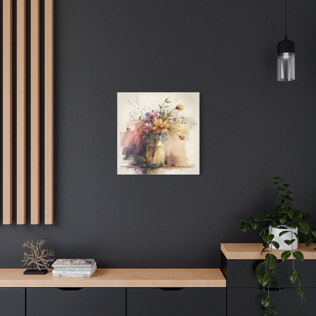 Watercolor Flower Vase Canvas Wall Art - Swag Stash