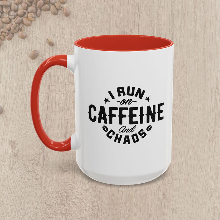 I Run on Caffeine and Chaos Accent Coffee Mug