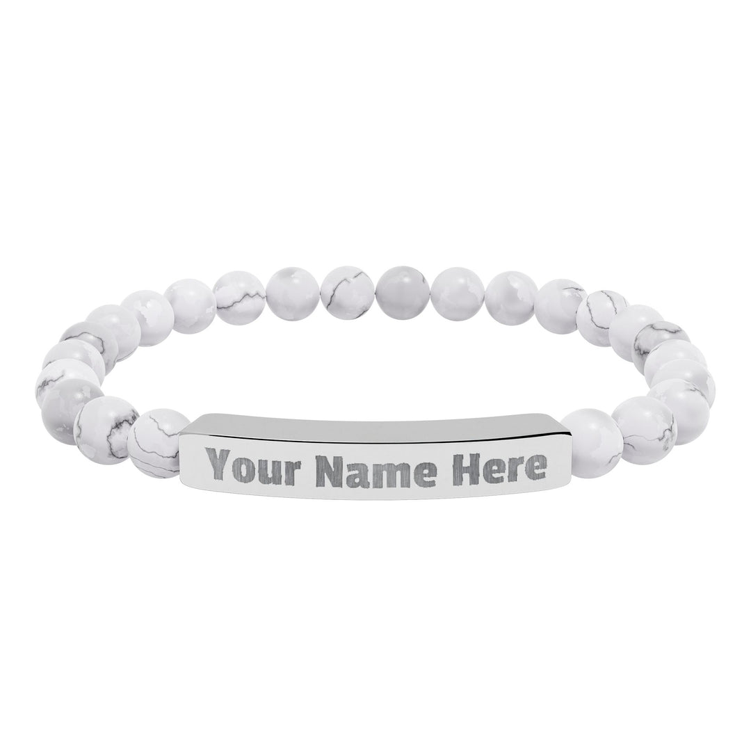 Engraved Natural Stone Stretch Bar Bracelet - Swag Stash