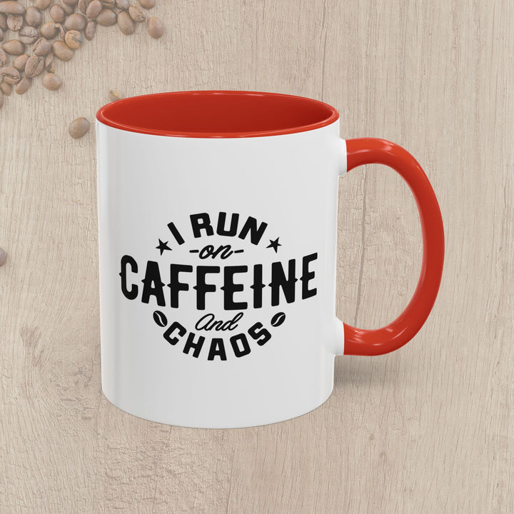 I Run on Caffeine and Chaos Accent Coffee Mug