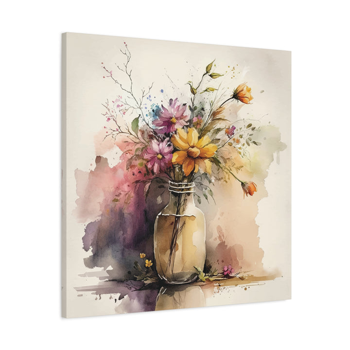 Watercolor Flower Vase Canvas Wall Art - Swag Stash