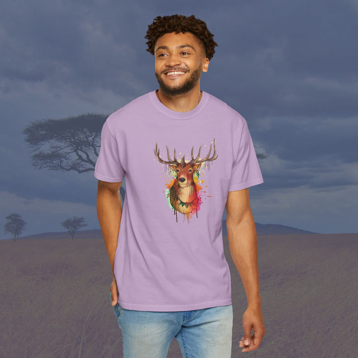 Majestic Elk Art Unisex Garment-Dyed T-Shirt