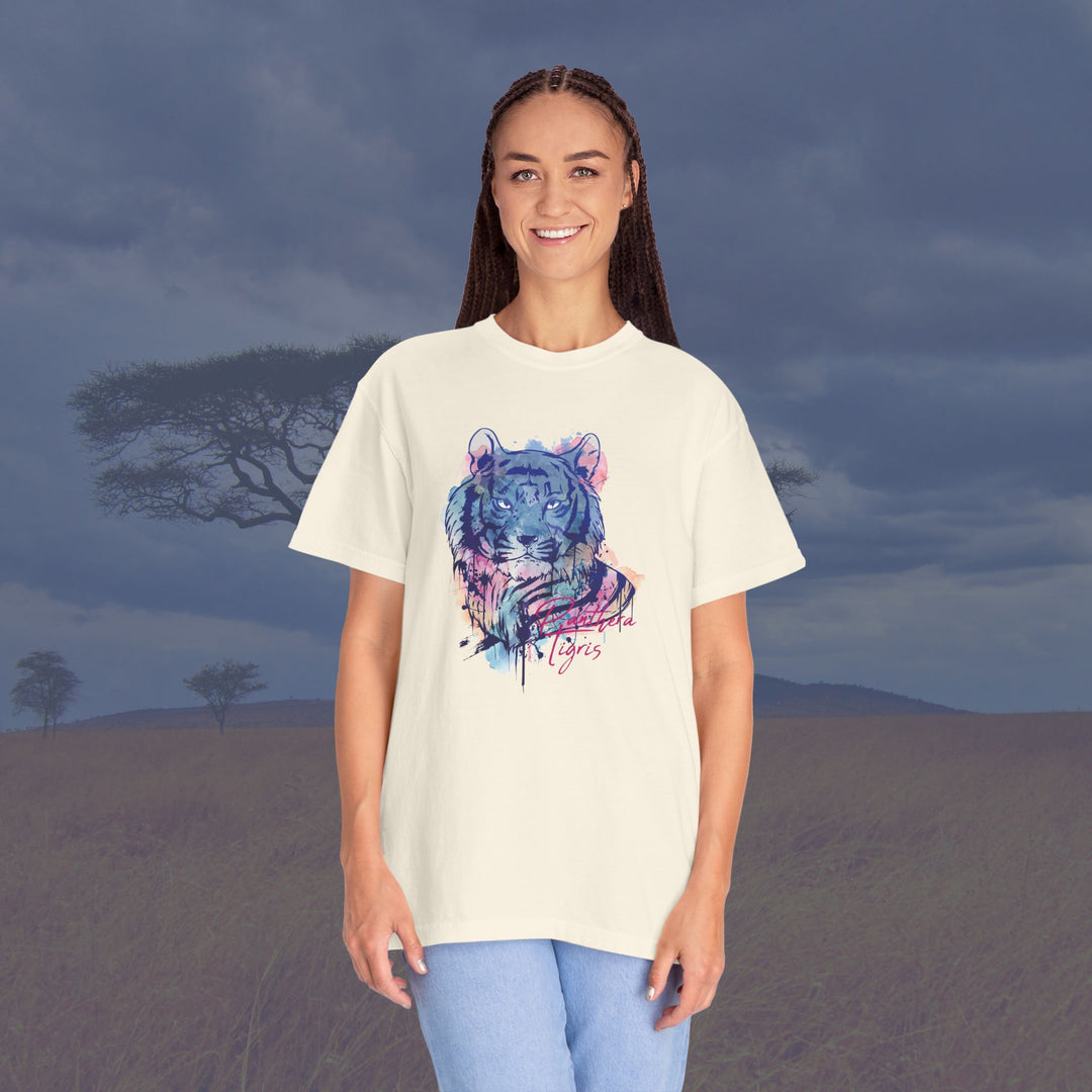 Watercolor Tiger Art Unisex Garment-Dyed T-Shirt