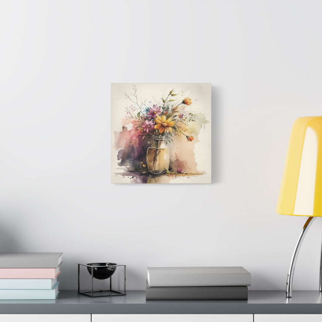 Watercolor Flower Vase Canvas Wall Art - Swag Stash