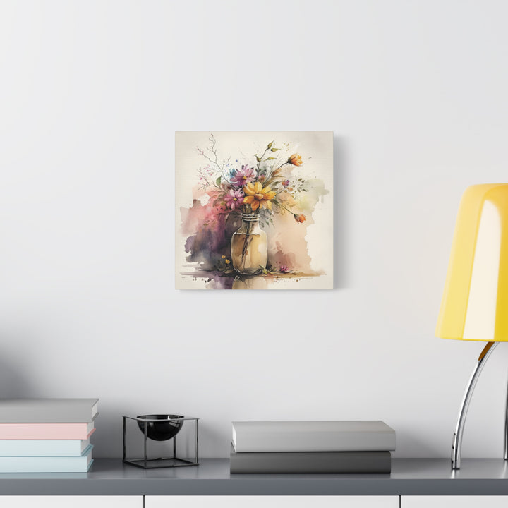 Watercolor Flower Vase Canvas Wall Art - Swag Stash
