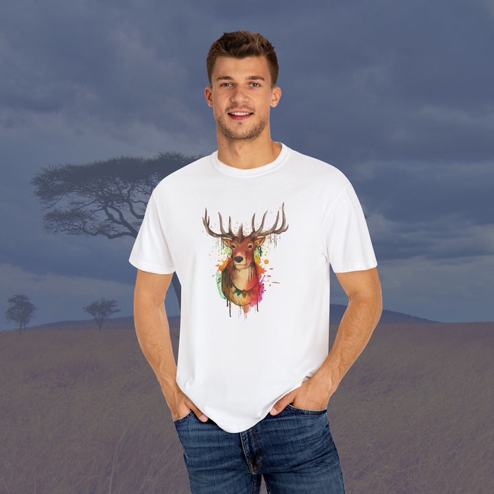 Majestic Elk Art Unisex Garment-Dyed T-Shirt