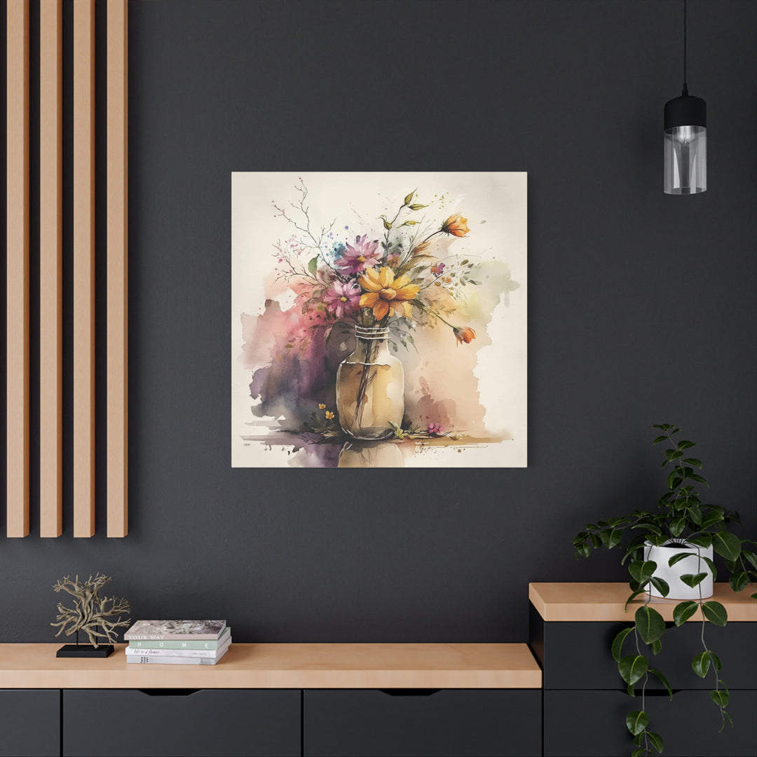 Watercolor Flower Vase Canvas Wall Art - Swag Stash