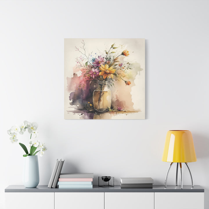 Watercolor Flower Vase Canvas Wall Art - Swag Stash