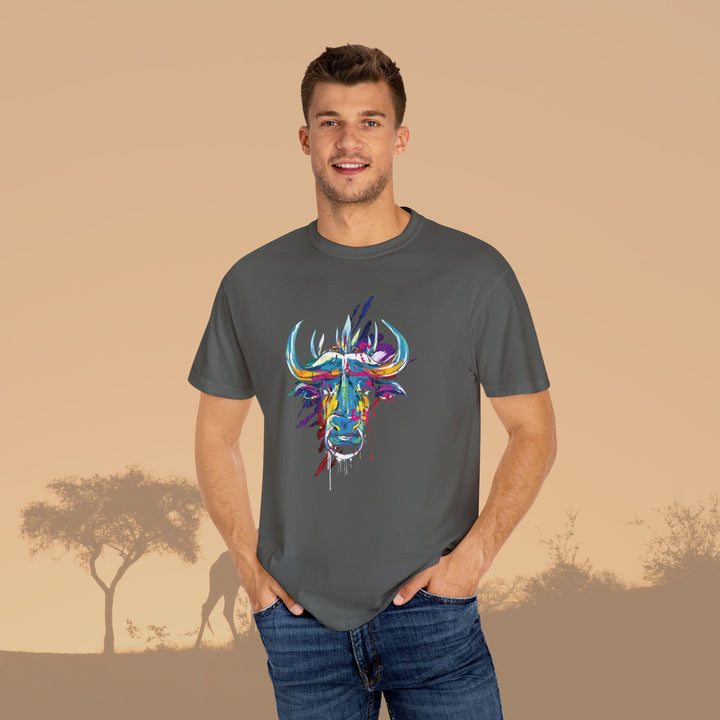 Vibrant Ox Splash Art Unisex Garment-Dyed T-Shirt