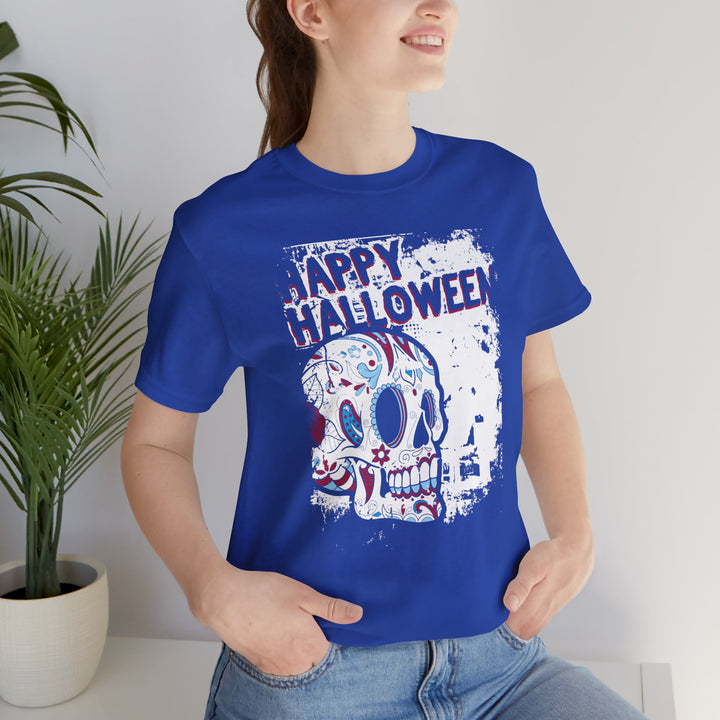 Happy Halloween Sugar Skull Unisex Jersey Short Sleeve Tee