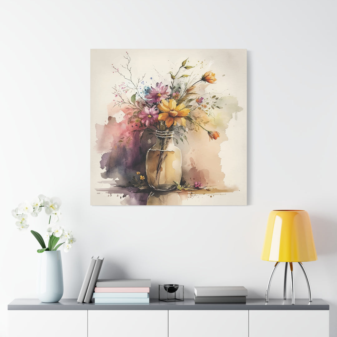 Watercolor Flower Vase Canvas Wall Art - Swag Stash