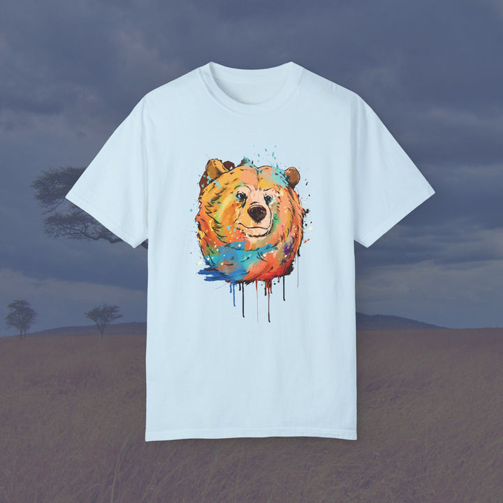 Colorful Bear Splash Art Unisex Garment-Dyed T-Shirt