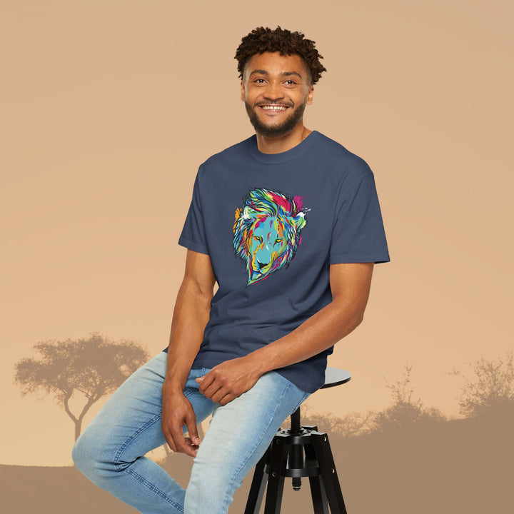 Multicolor Lion Head Art Unisex Garment-Dyed T-Shirt