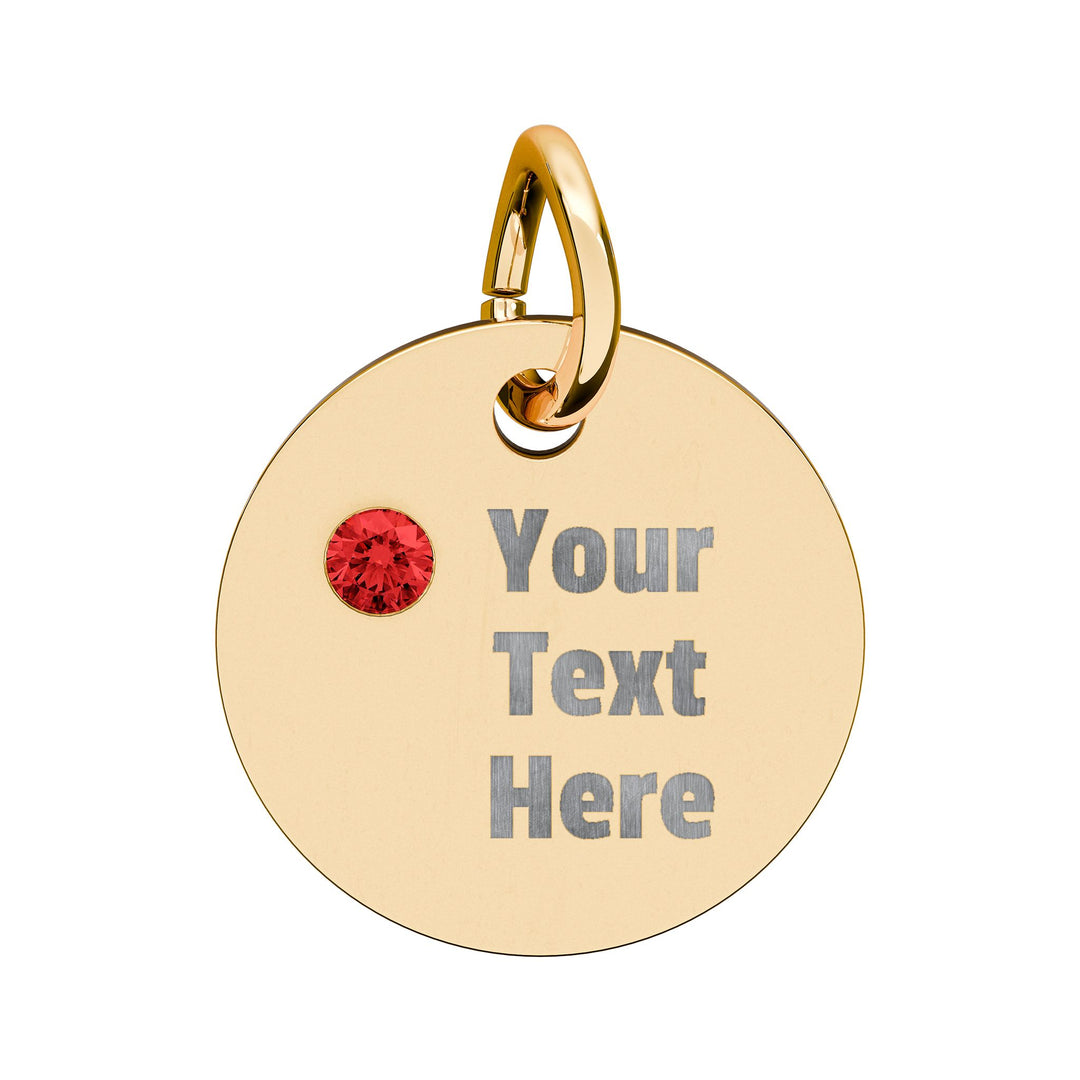 Engraved birthstone circle charm accessory by Printify, featuring a personalized design with colorful birthstones.