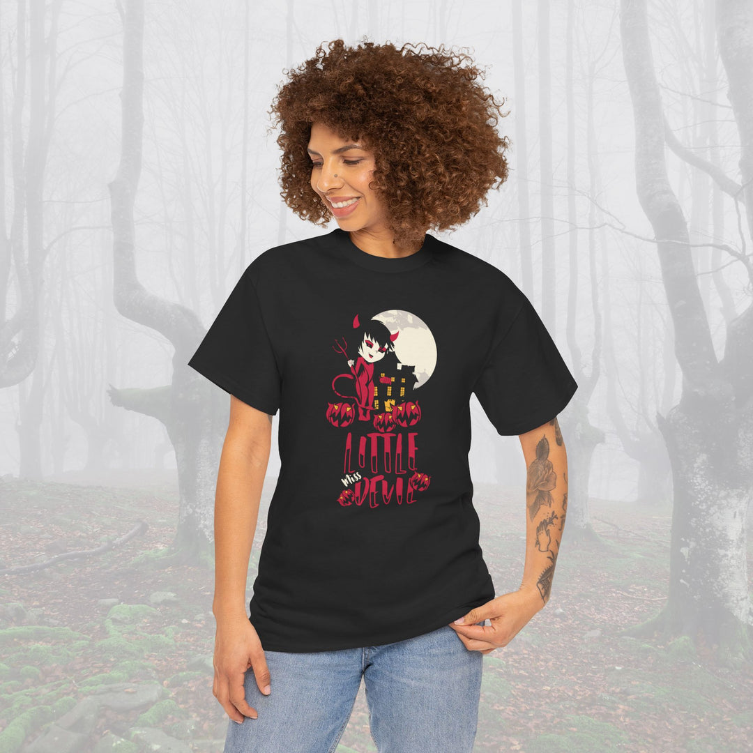 Little Miss Devil Halloween Unisex Heavy Cotton Tee